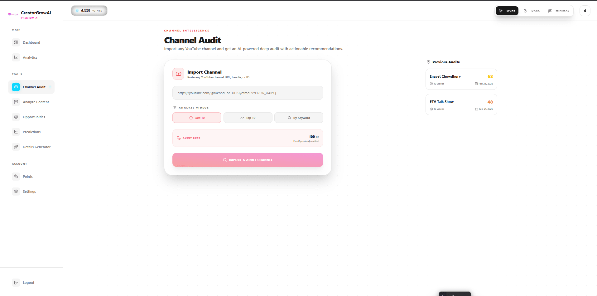 Channel Audit - Screenshot 1