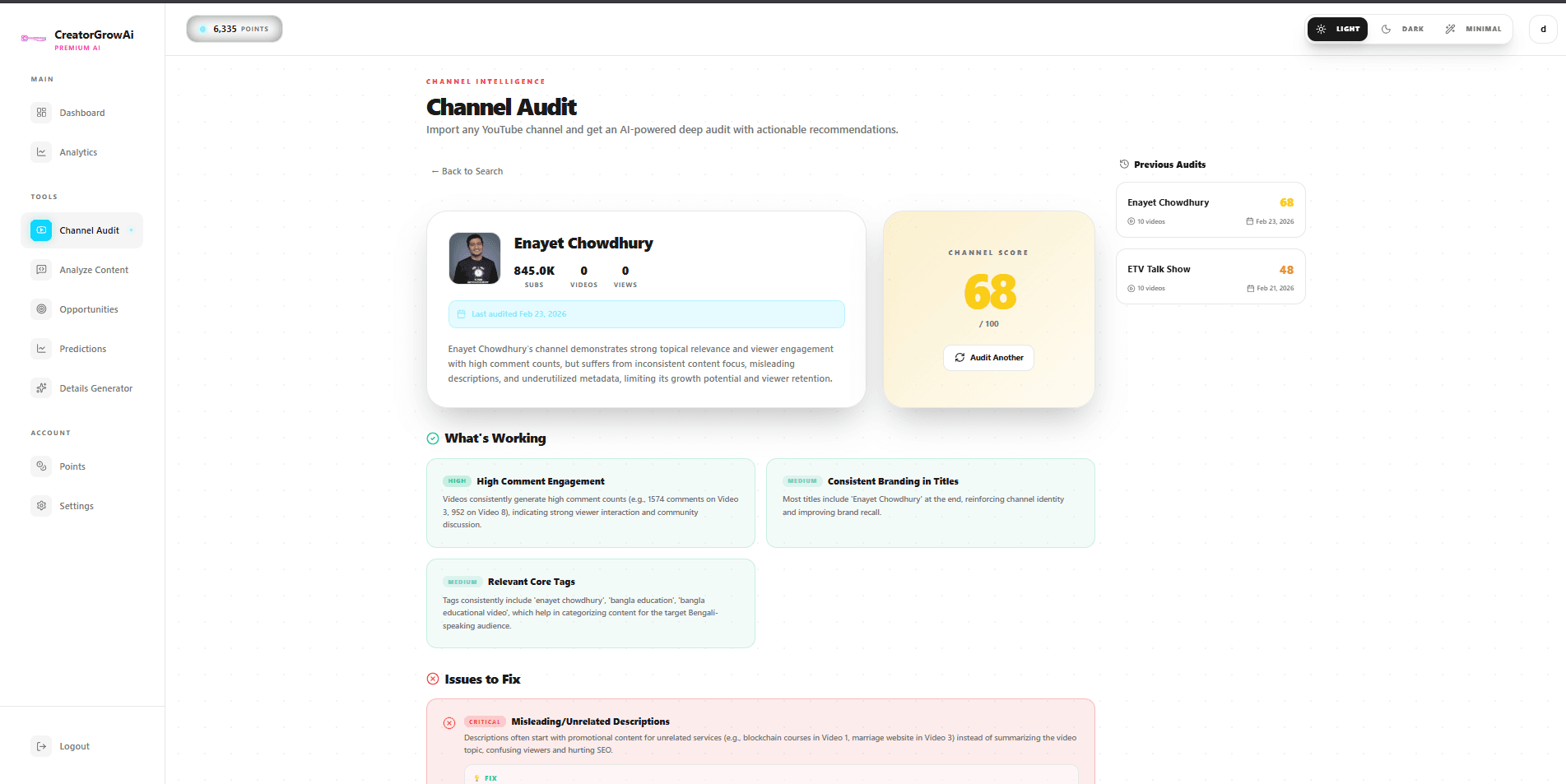 Channel Audit - Screenshot 2